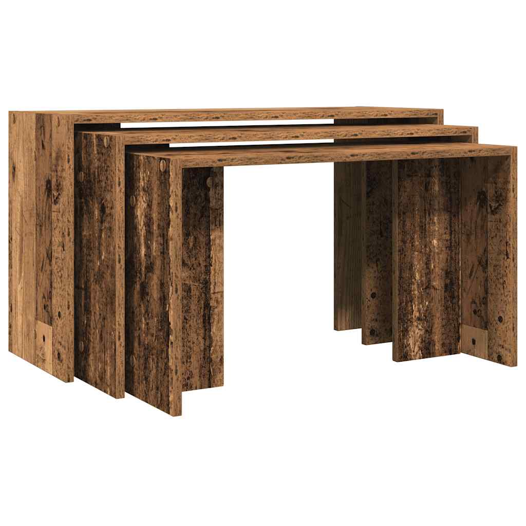 Tables gigognes 3 pcs vieux bois bois d'ingénierie Tables d'appoint vidaXL   