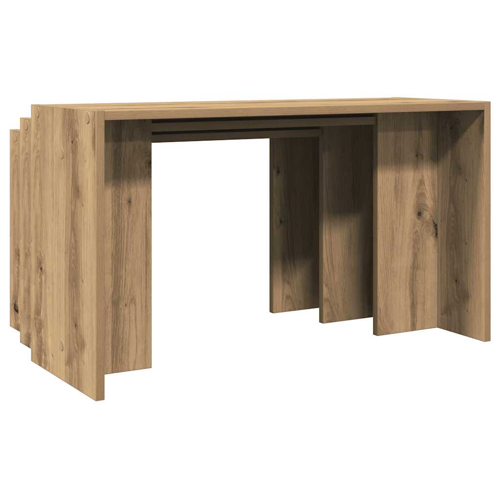 Tables gigognes 3 pcs chêne artisanal bois d'ingénierie Tables d'appoint vidaXL   