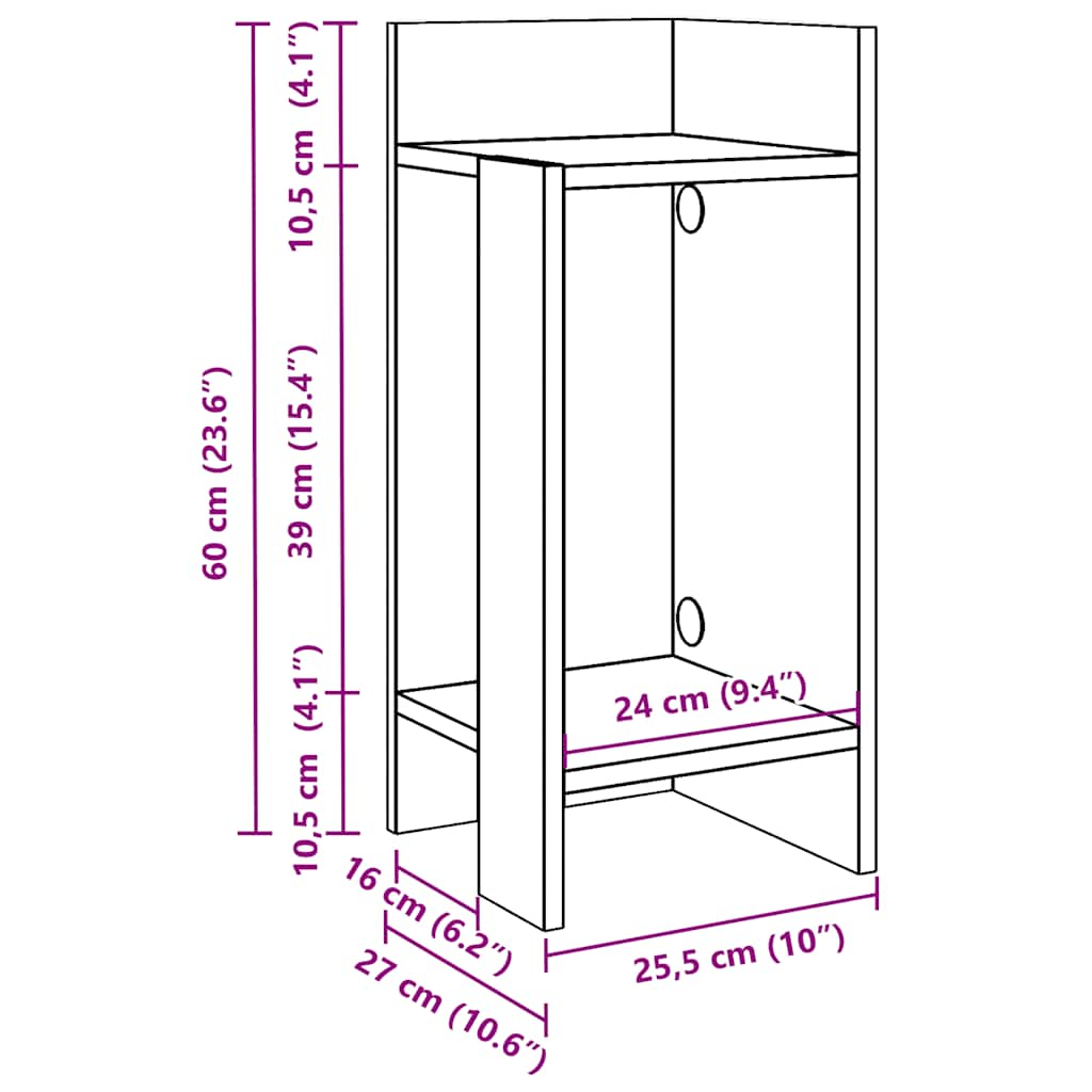 Table d'appoint avec étagère blanc 25,5x27x60 cm Tables d'appoint vidaXL   