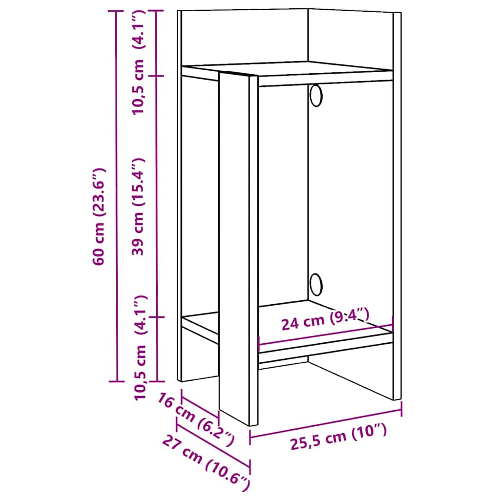 Tables d'appoint 2 pcs avec étagère blanc 25,5x27x60 cm Tables d'appoint vidaXL   