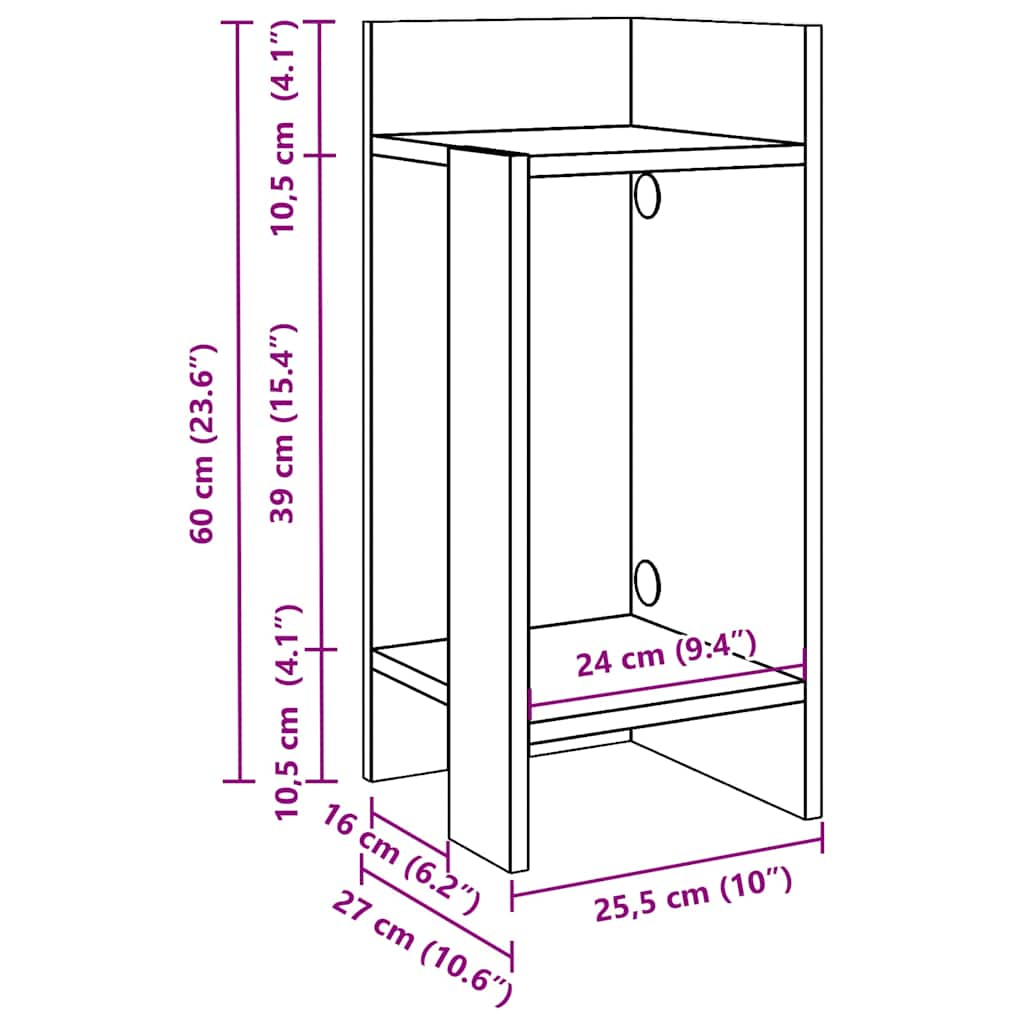 Tables d'appoint 2 pcs avec étagère sonoma gris 25,5x27x60 cm Tables d'appoint vidaXL   