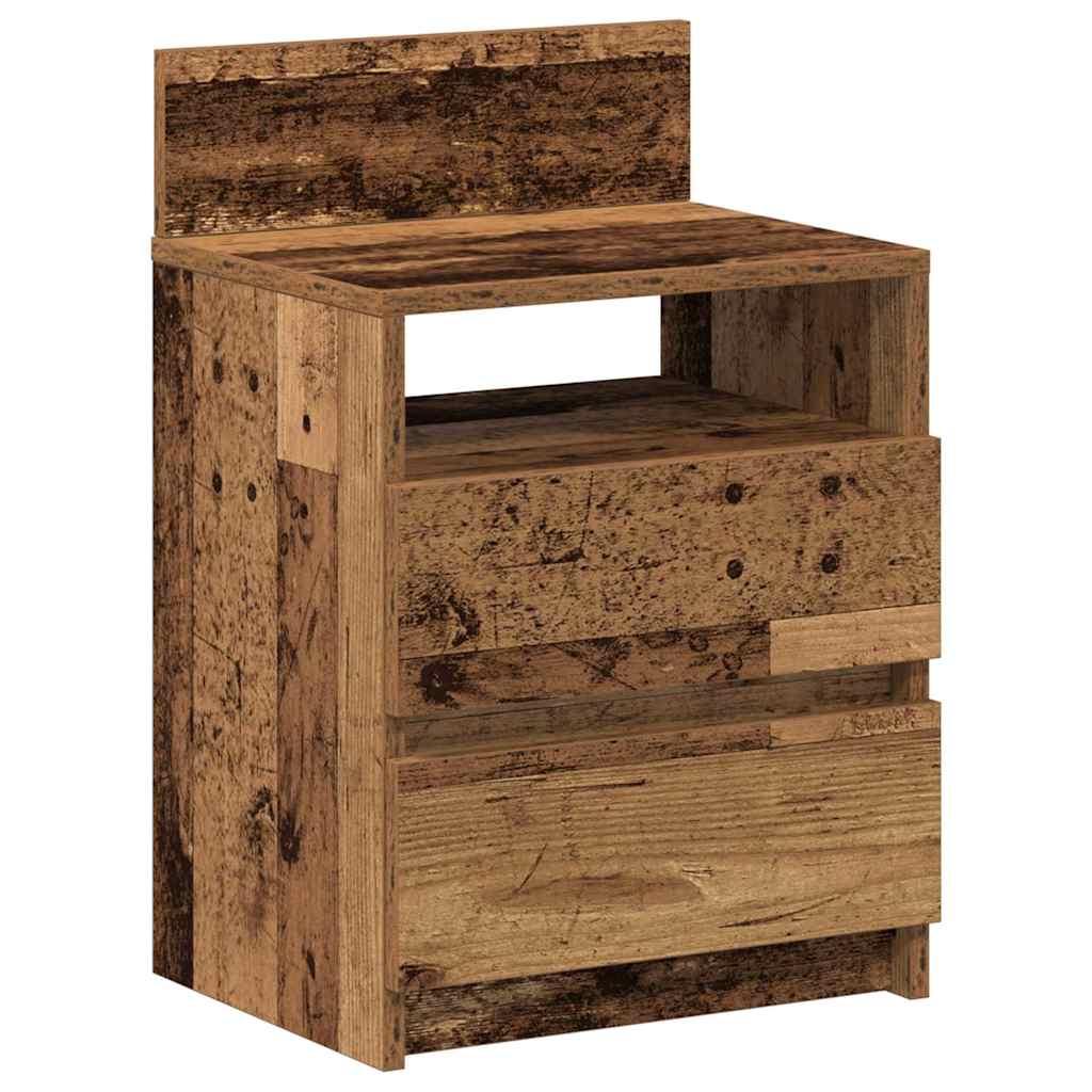 Table de chevet avec 2 tiroirs vieux bois 40x33x60 cm - Xios Store SNC