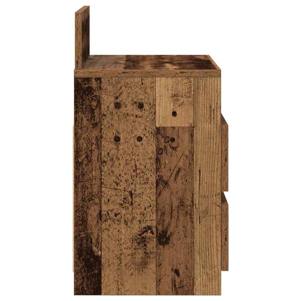 Table de chevet avec 2 tiroirs vieux bois 40x33x60 cm - Xios Store SNC