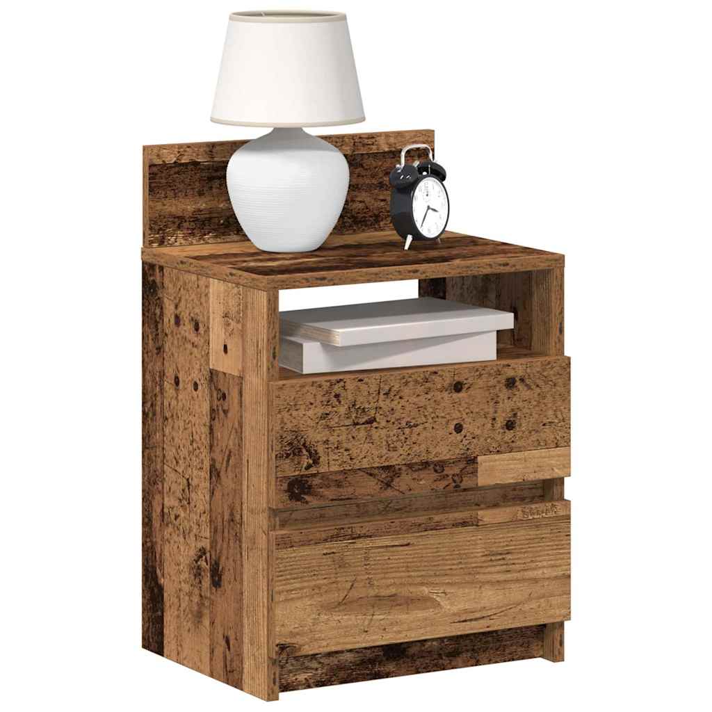 Table de chevet avec 2 tiroirs vieux bois 40x33x60 cm - Xios Store SNC