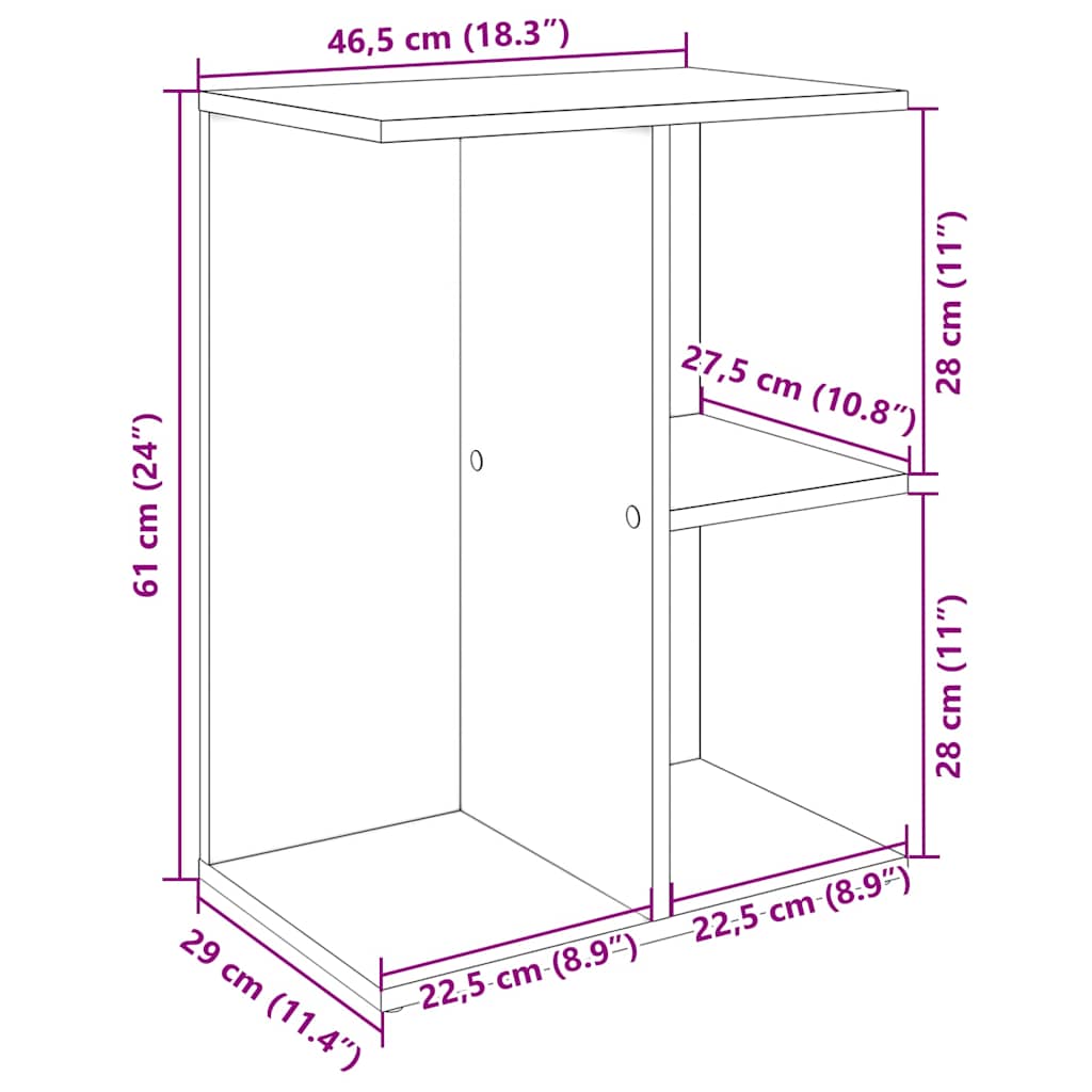 Table de chevet chêne artisanal 46,5x29x61 cm bois d'ingénierie Tables de chevet vidaXL   