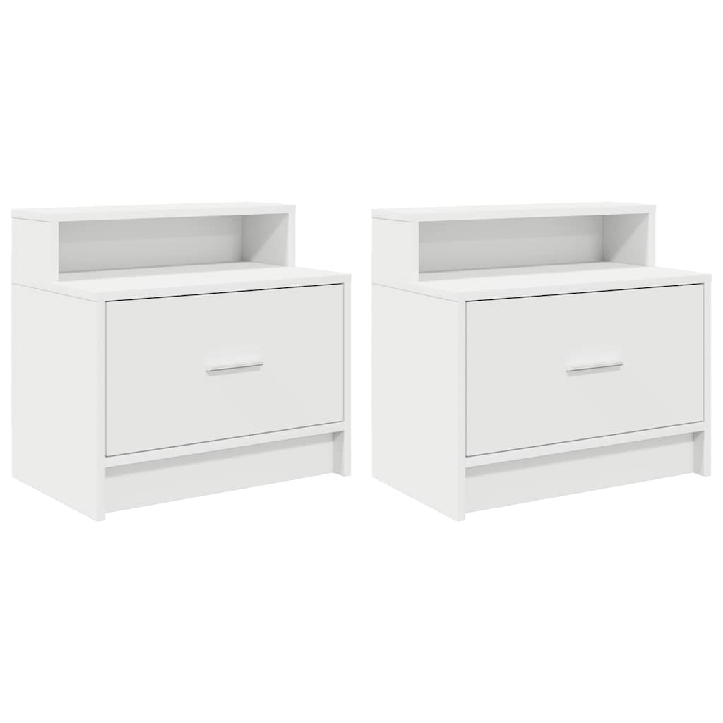 Table de chevet avec tiroir 2 pcs blanc 51x31x47 cm - Xios Store SNC