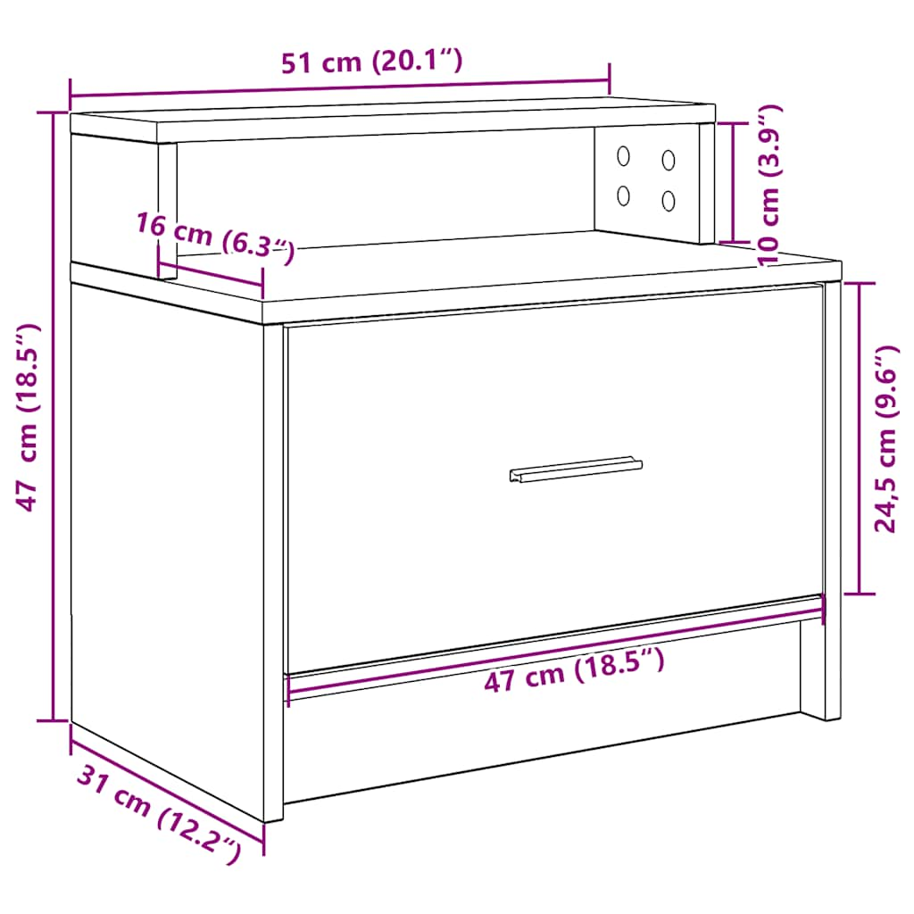 Table de chevet avec tiroir 2 pcs blanc 51x31x47 cm - Xios Store SNC