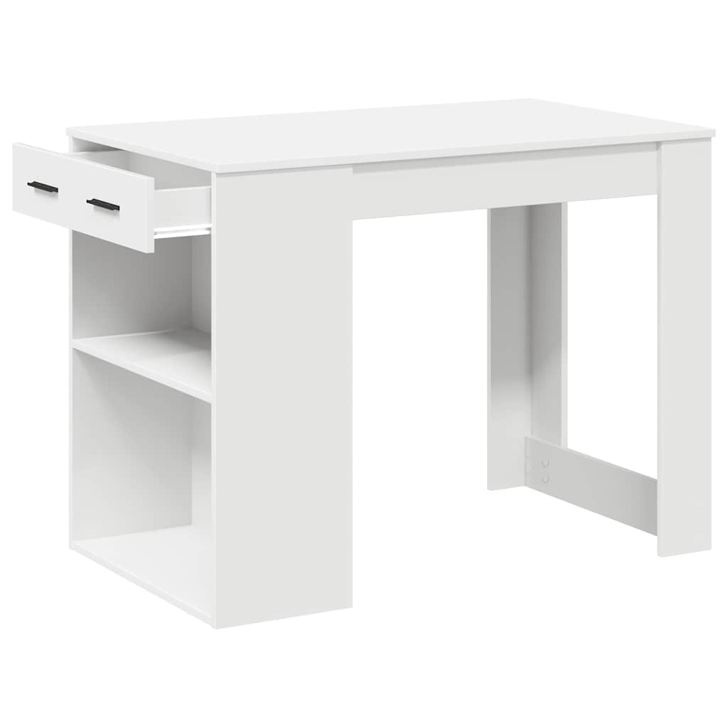 Bureau avec tiroir et étagère blanc bois d'ingénierie Tables à manger vidaXL   