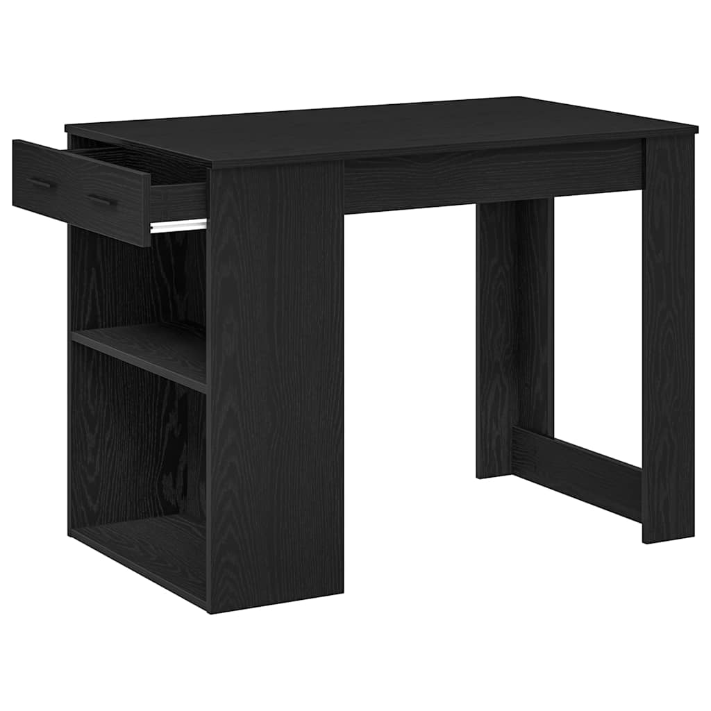 Bureau avec tiroir et étagère chêne noir bois d'ingénierie Tables à manger vidaXL   