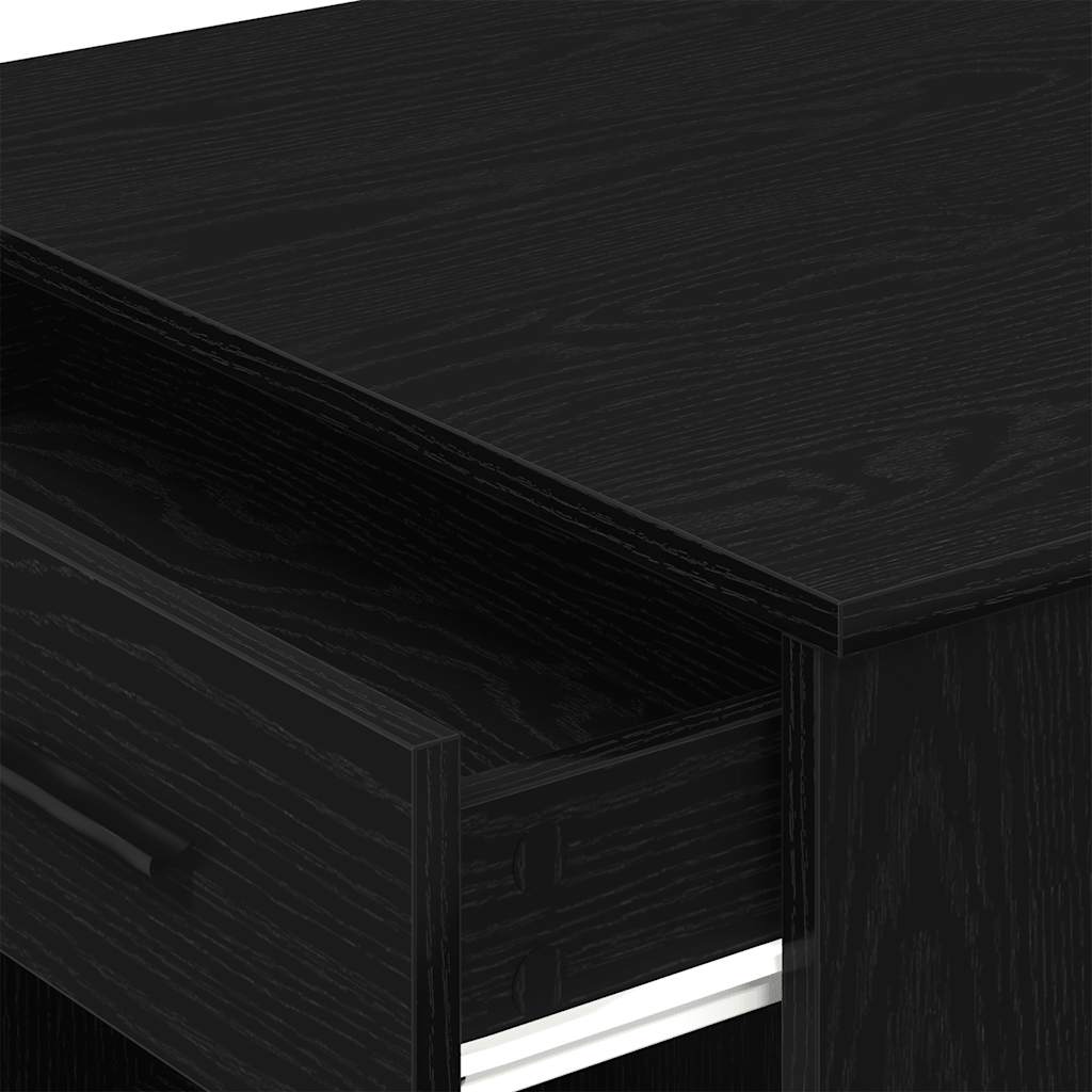 Bureau avec tiroir et étagère chêne noir bois d'ingénierie Tables à manger vidaXL   