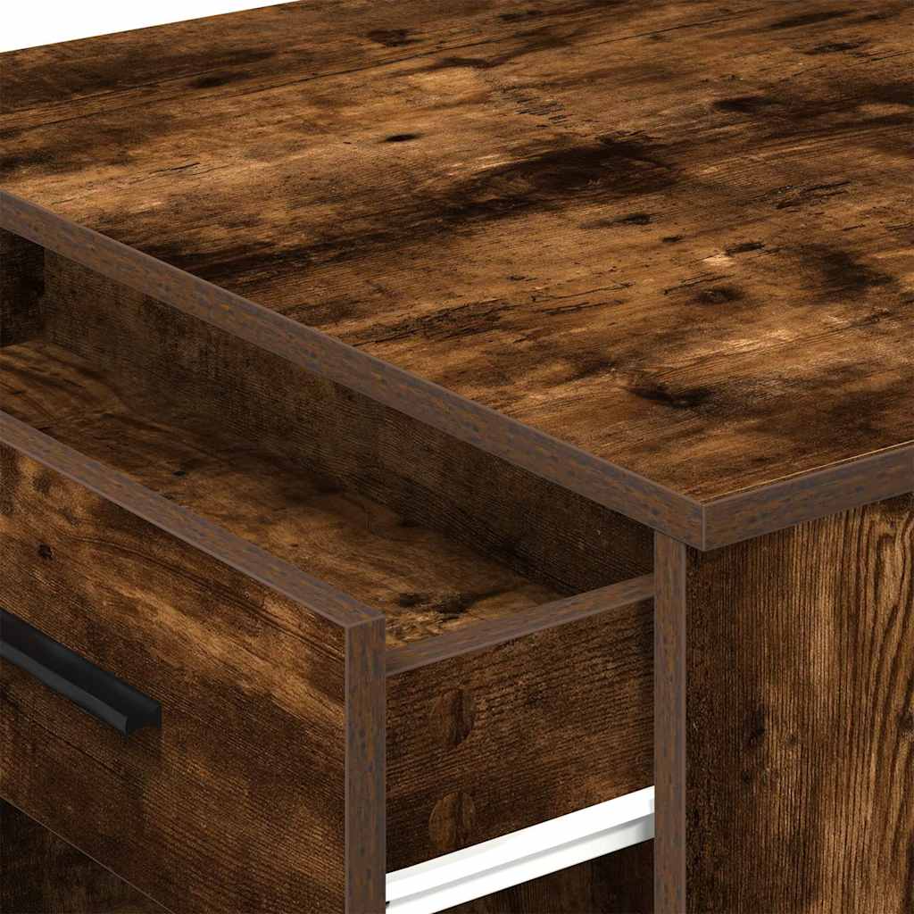 Bureau avec tiroir et étagère chêne fumé bois d'ingénierie Tables à manger vidaXL   