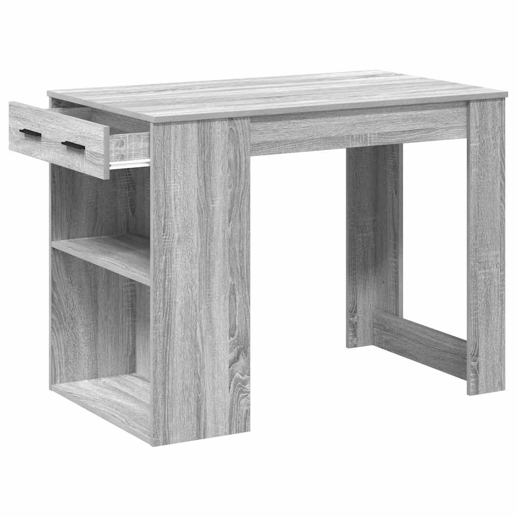 Bureau avec tiroir et étagère sonoma gris bois d'ingénierie Tables à manger vidaXL   