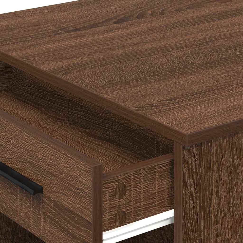 Bureau avec tiroir et étagère chêne marron bois d'ingénierie Tables à manger vidaXL   