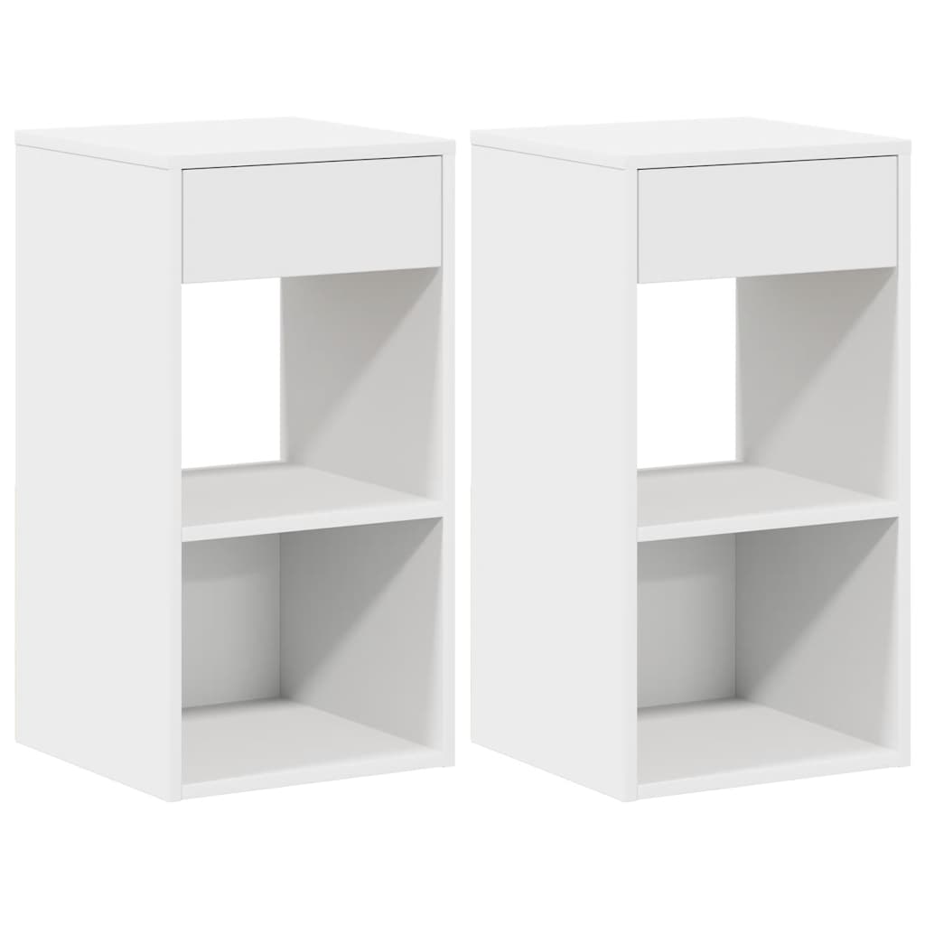 Tables de chevet avec tiroir 2 pcs blanc 35x34x66,5 cm Tables de chevet vidaXL   