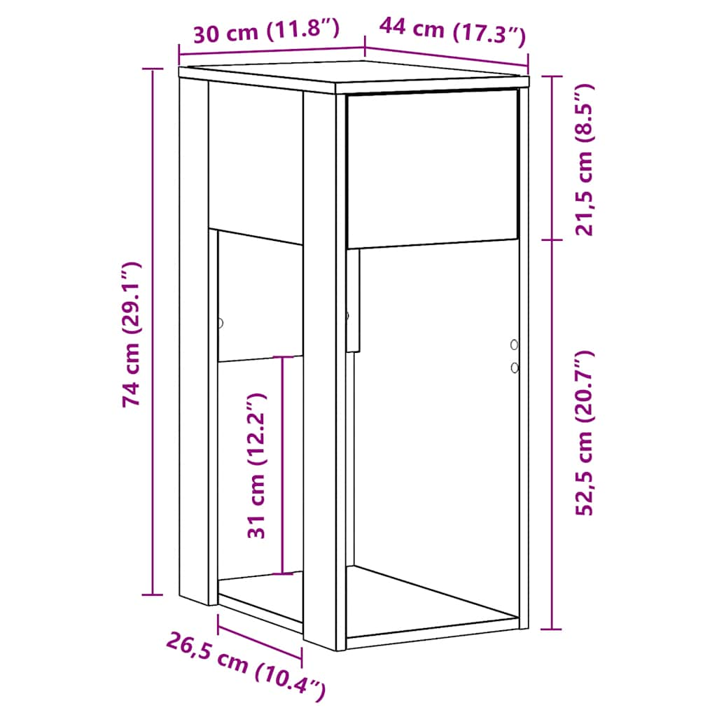 Support de tour d'ordinateur et tiroir chêne marron 30x44x74 cm Bureaux vidaXL   