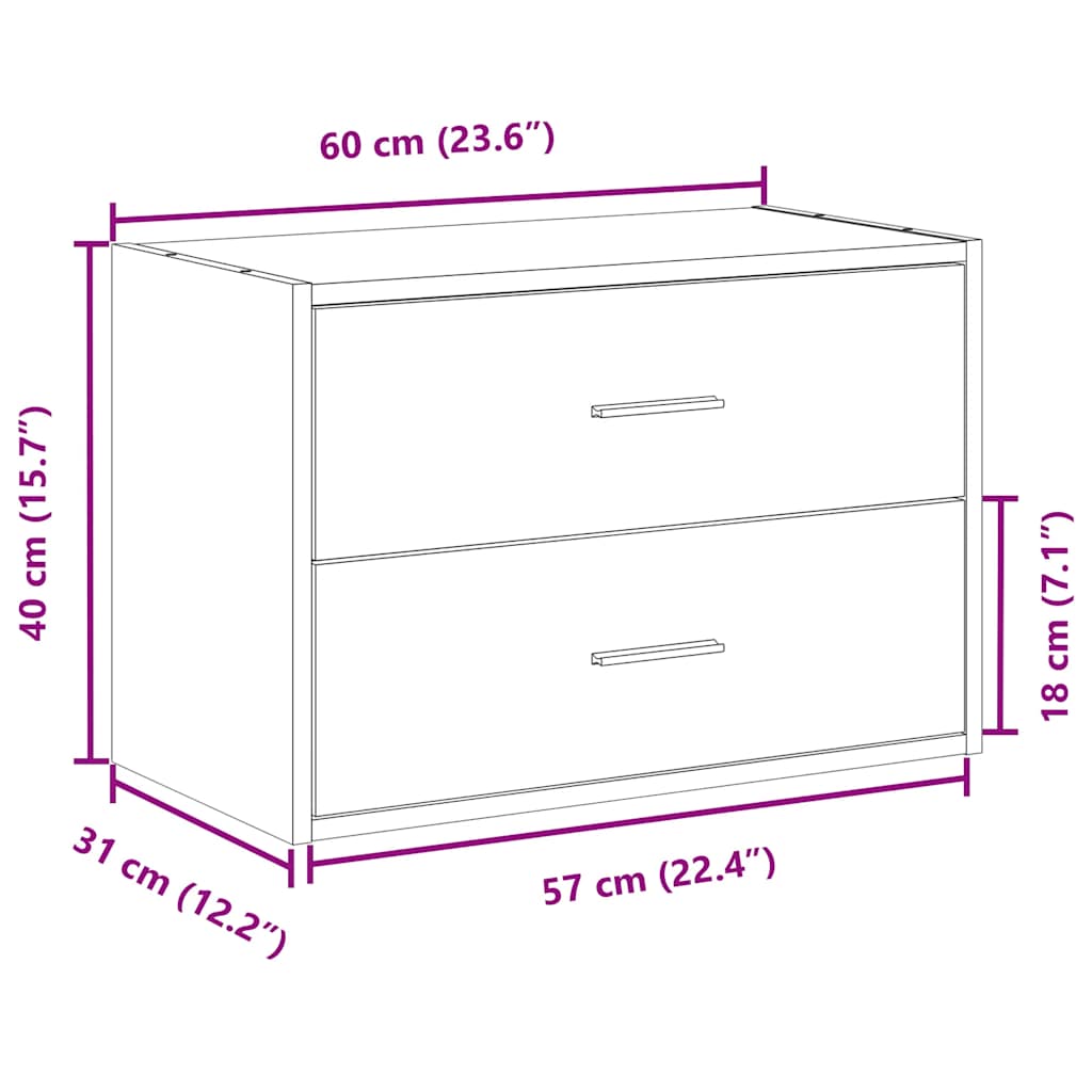 Armoire avec 2 tiroirs blanc 60x31x40 cm bois d'ingénierie Commodes vidaXL   