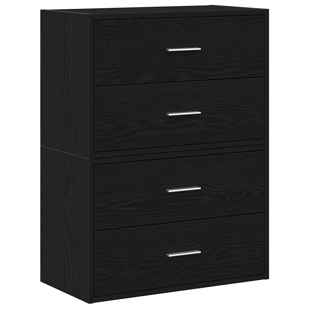 Armoires avec 2 tiroirs 2 pcs chêne noir bois d'ingénierie Commodes vidaXL   