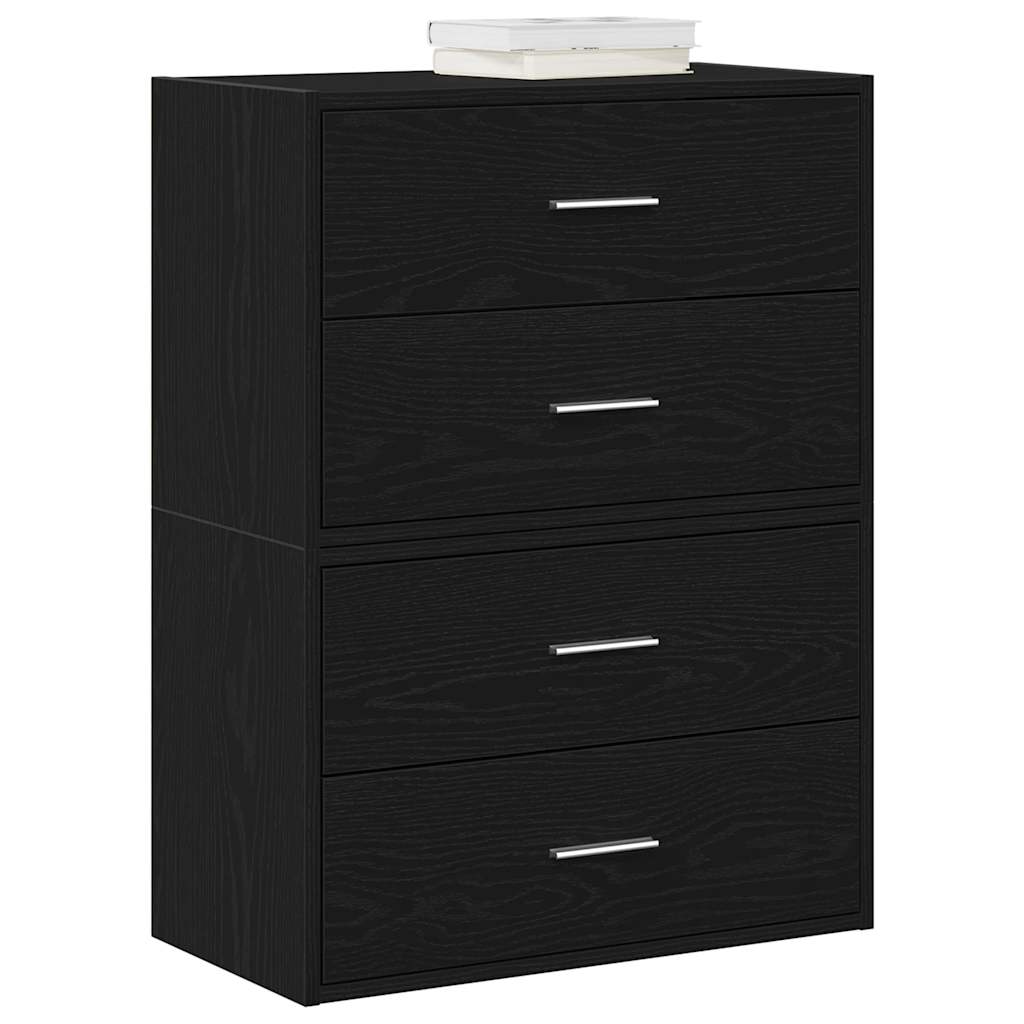 Armoires avec 2 tiroirs 2 pcs chêne noir bois d'ingénierie Commodes vidaXL   