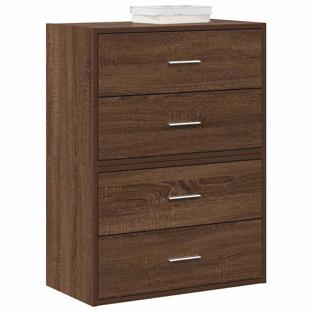 Armoires avec 2 tiroirs 2 pcs chêne marron bois d'ingénierie Commodes vidaXL   