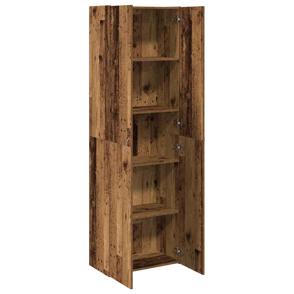 Buffet haut vieux bois 60x32x190 cm bois d'ingénierie Classeur à tiroirs vidaXL