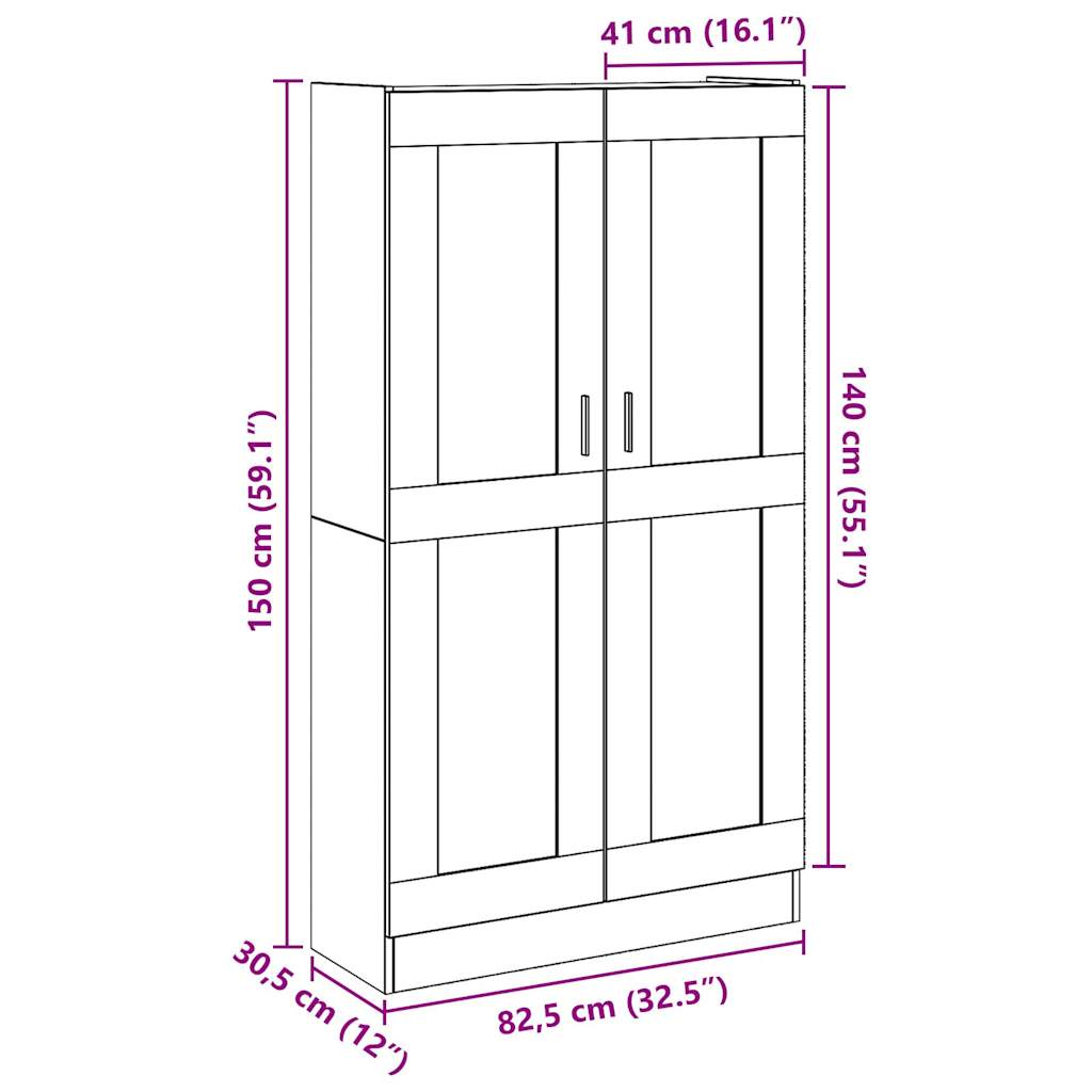 Buffet haut vieux bois 82,5x30,5x150 cm bois d'ingénierie Bibliothèques vidaXL