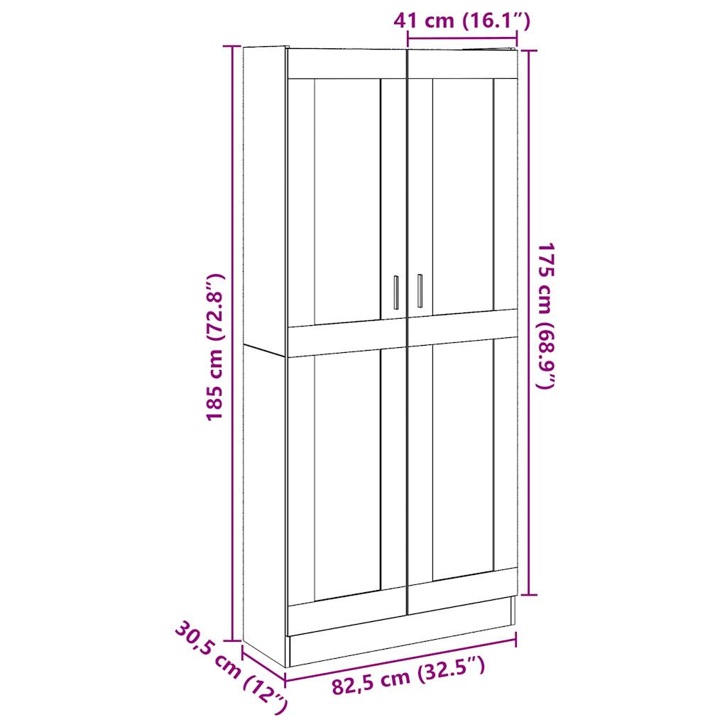 Buffet haut vieux bois 82,5x30,5x185 cm bois d'ingénierie Bibliothèques vidaXL