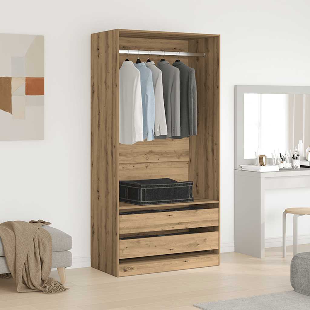 Garde-robe chêne artisanal 100x50x200 cm bois d'ingénierie Armoires vidaXL