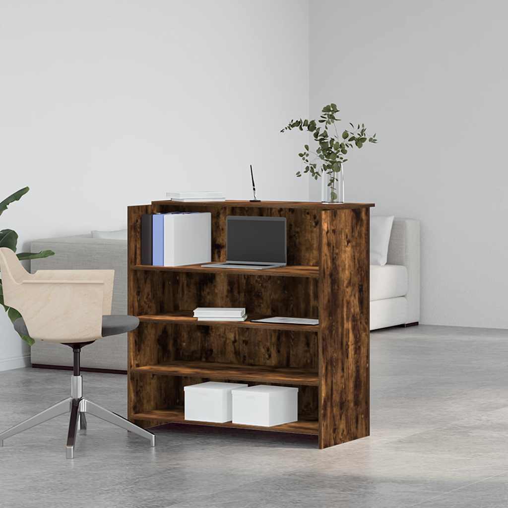 Bureau de réception chêne fumé 100x50x103,5cm bois d'ingénierie Bureaux vidaXL