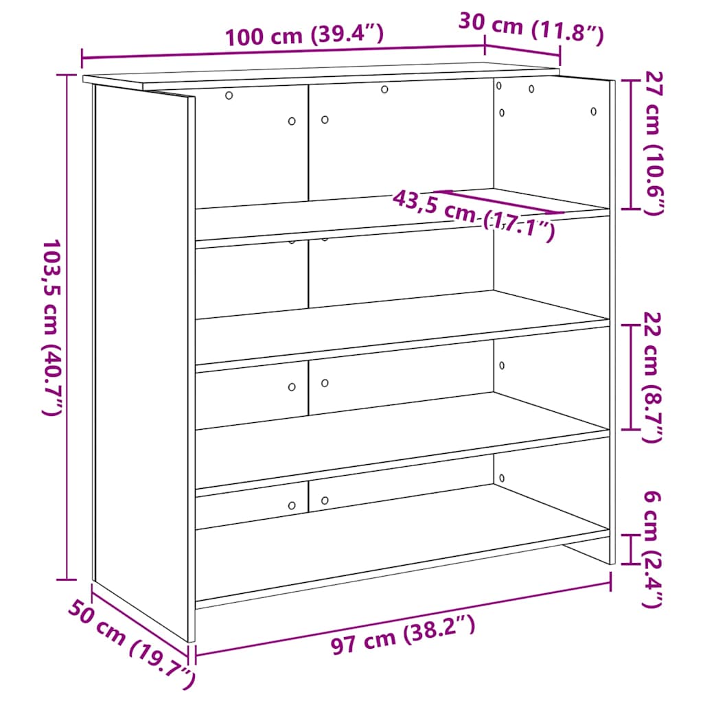 Bureau de réception chêne fumé 100x50x103,5cm bois d'ingénierie Bureaux vidaXL