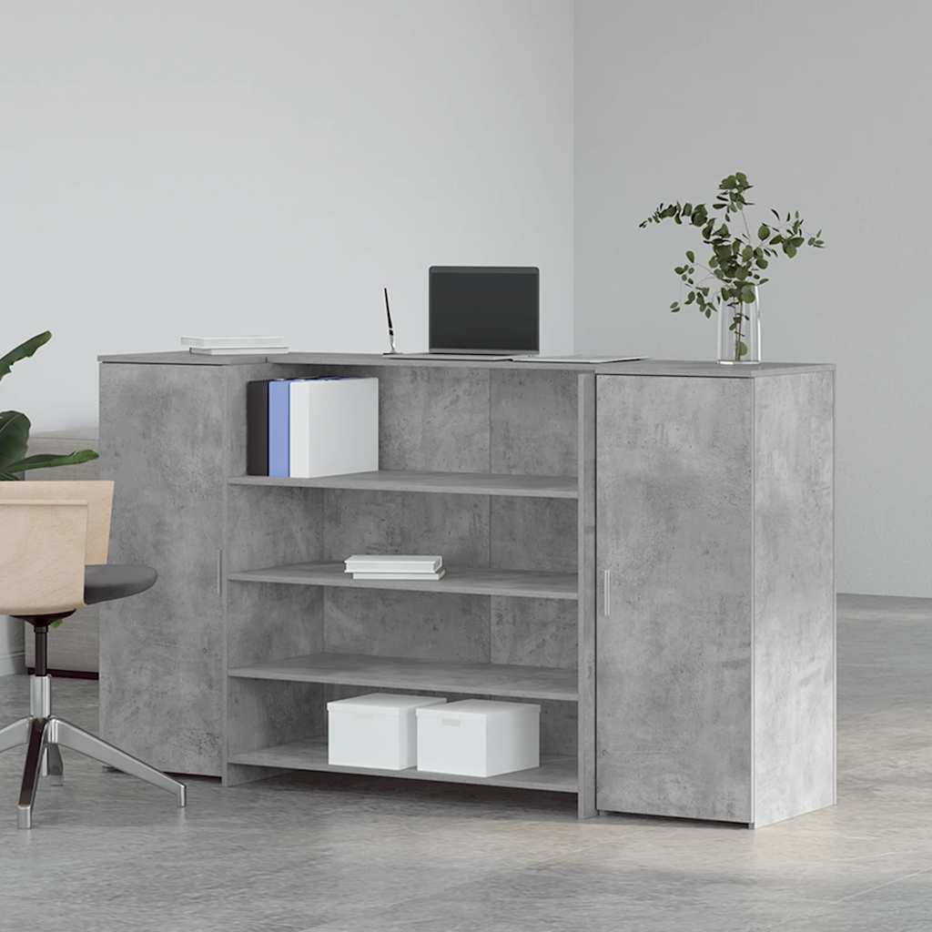 Bureau de réception gris béton 180x50x103,5cm bois d'ingénierie Bureaux vidaXL