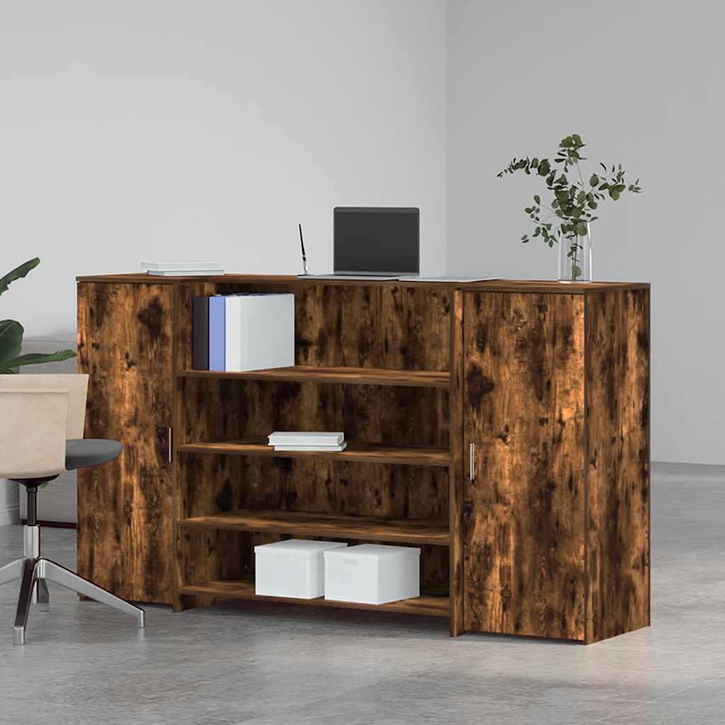 Bureau de réception chêne fumé 180x50x103,5cm bois d'ingénierie Bureaux vidaXL