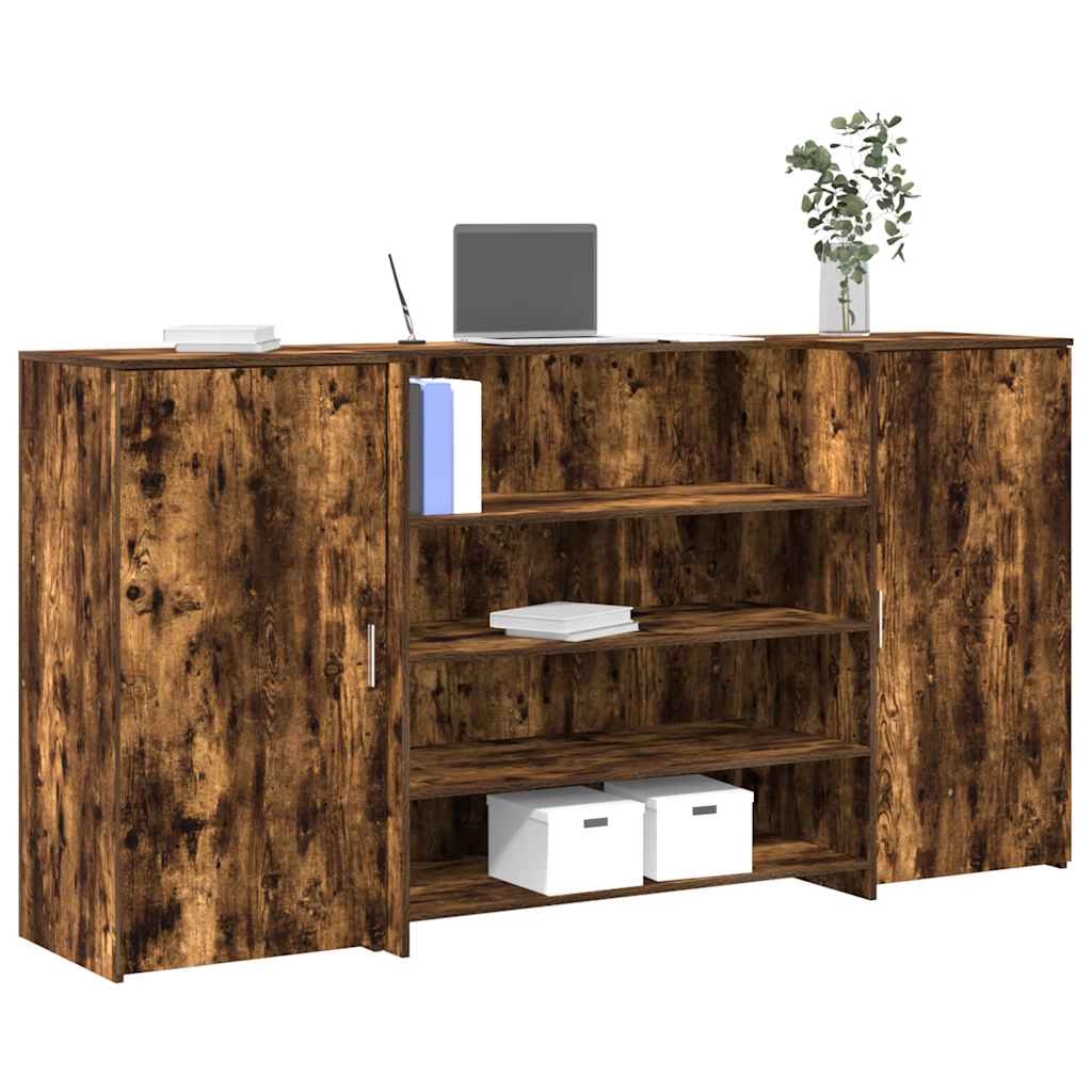 Bureau de réception chêne fumé 200x50x103,5cm bois d'ingénierie Bureaux vidaXL