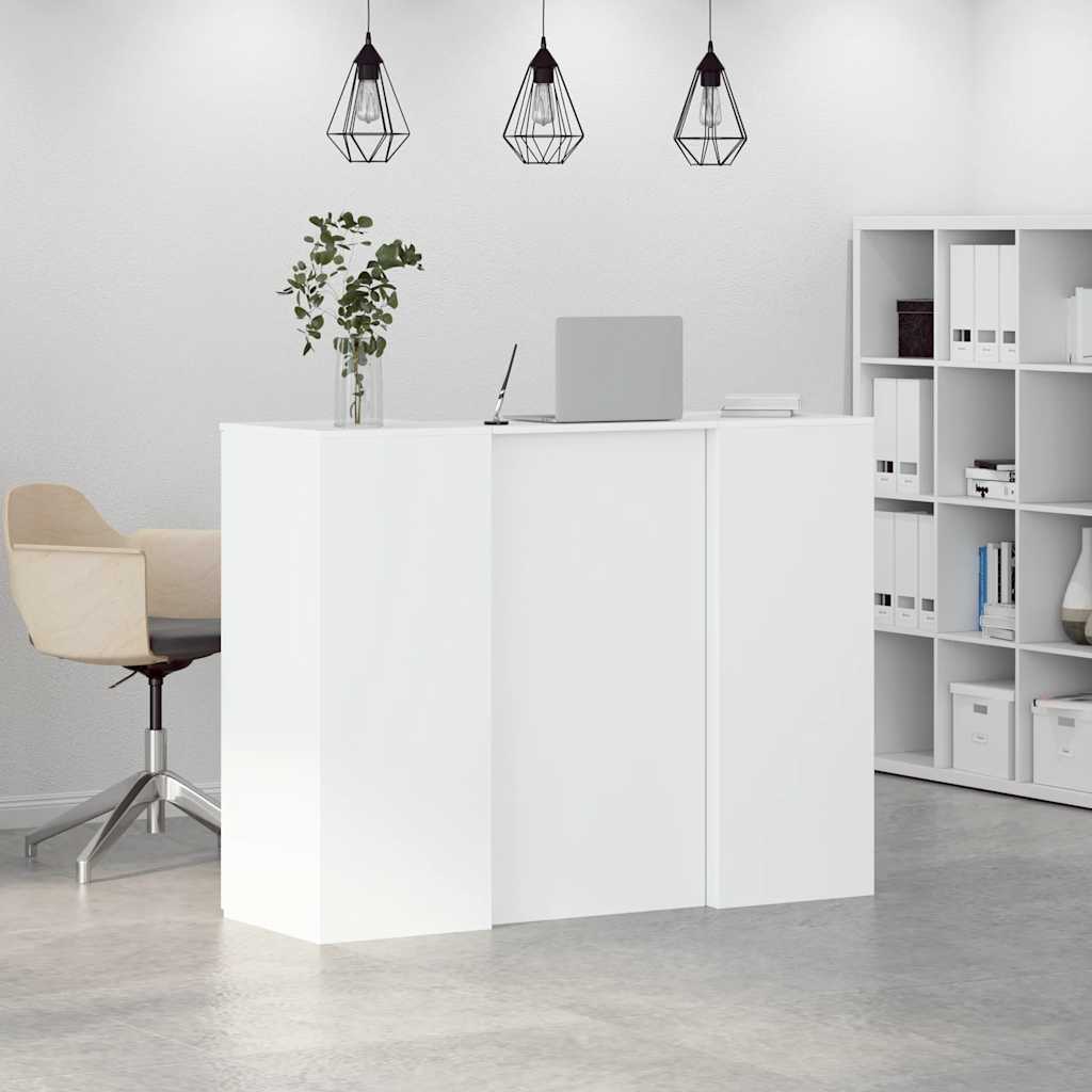 Bureau de réception blanc 135x50x103,5 cm bois d'ingénierie Bureaux vidaXL