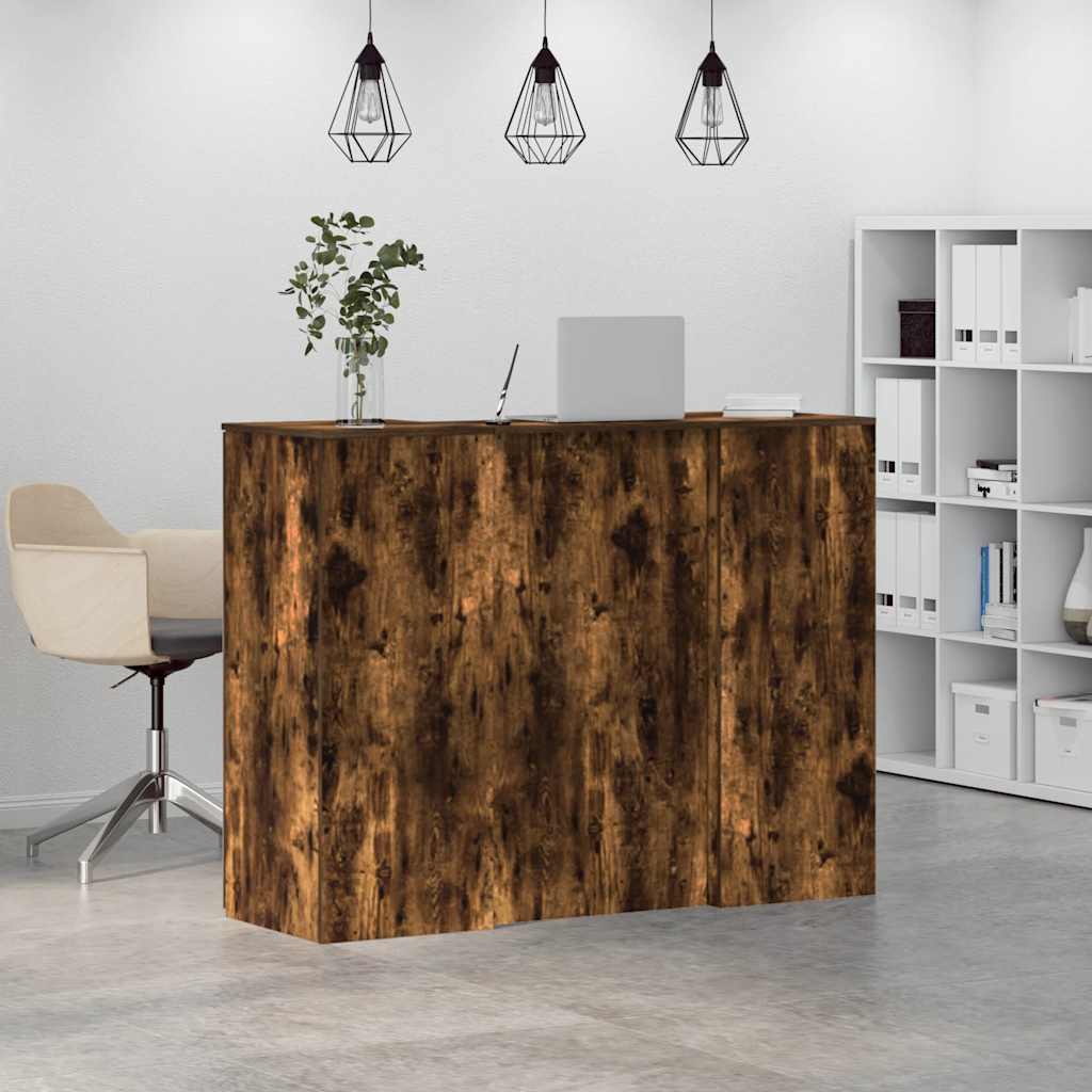 Bureau de réception chêne fumé 135x50x103,5cm bois d'ingénierie Bureaux vidaXL