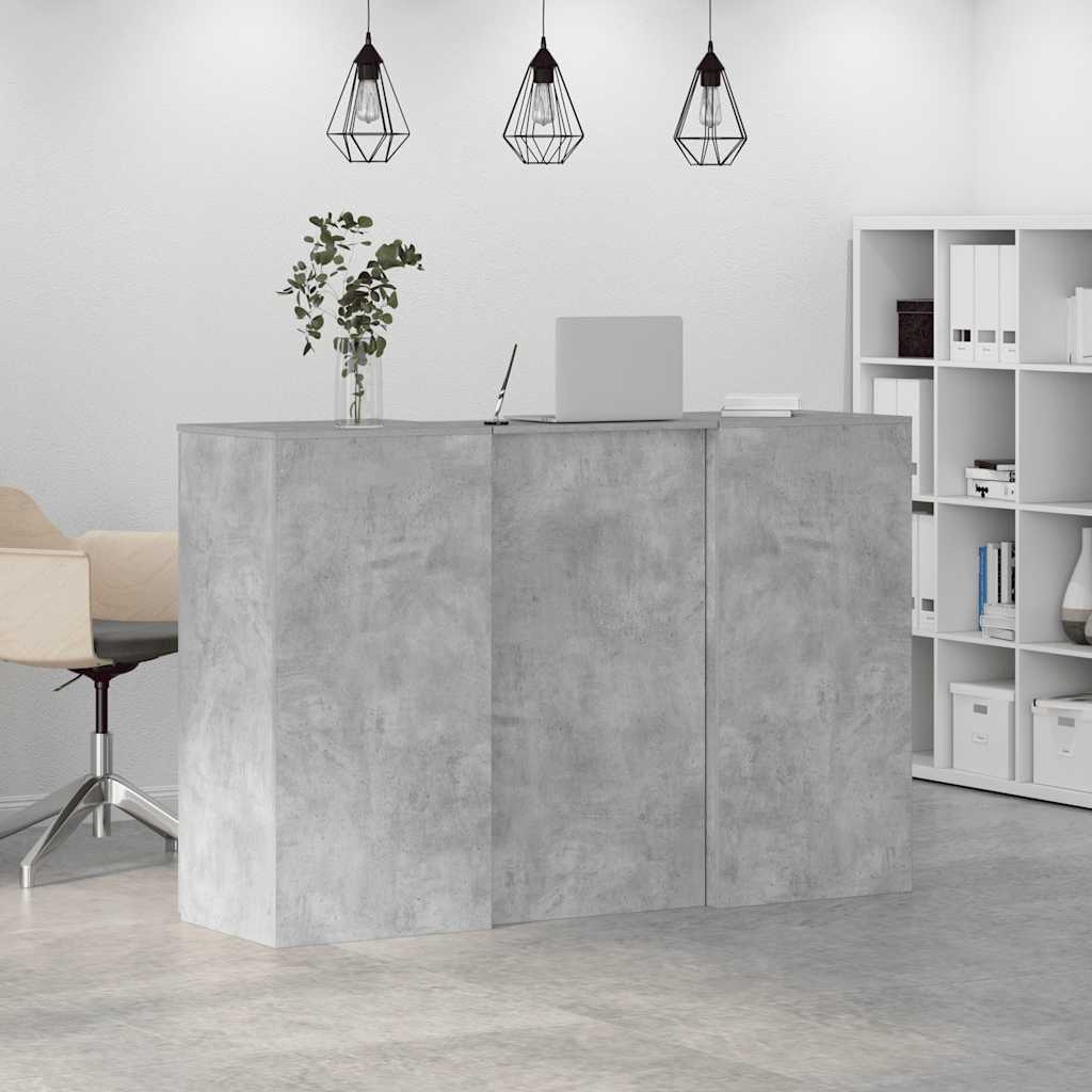 Bureau de réception gris béton 155x50x103,5cm bois d'ingénierie Bureaux vidaXL