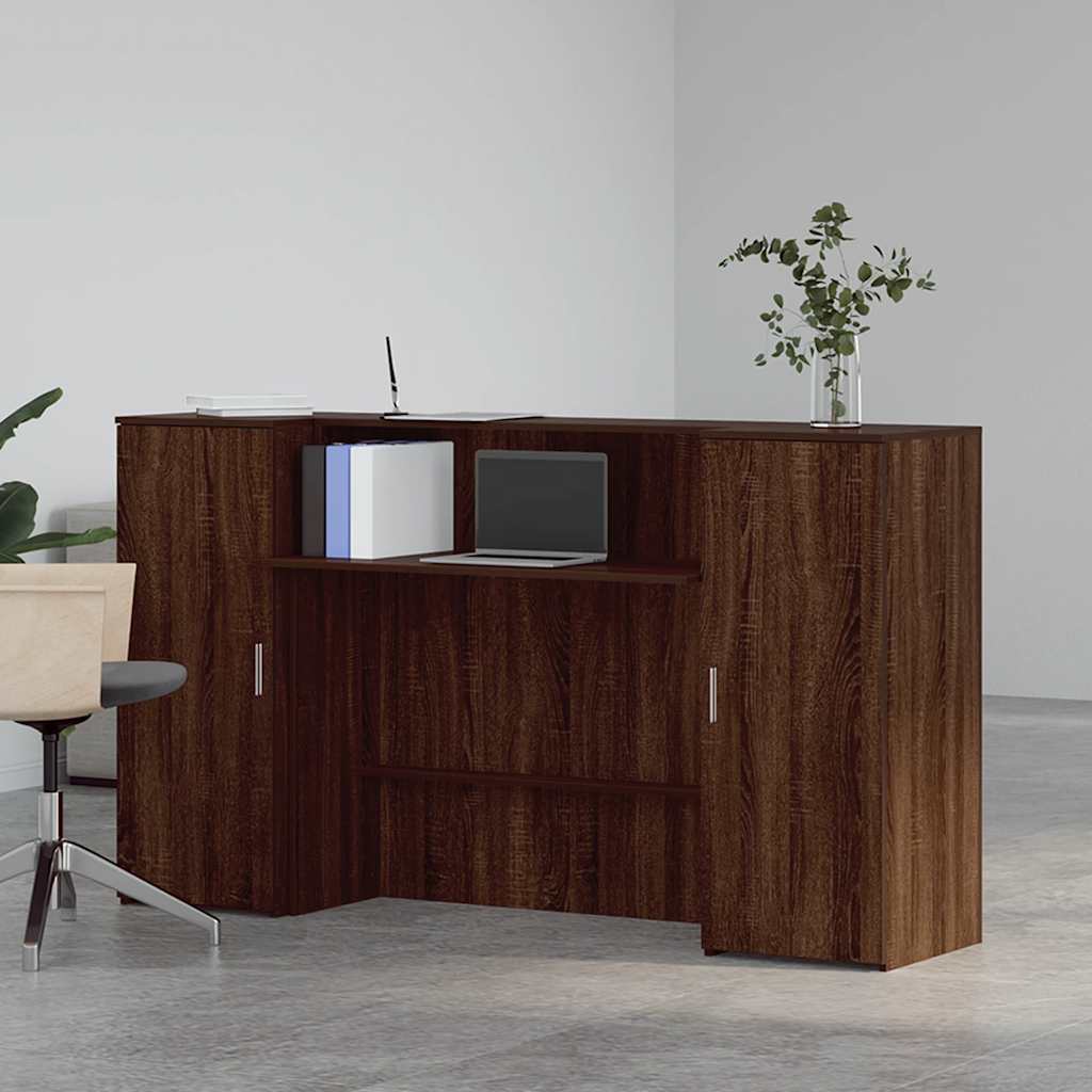 Bureau de réception chêne brun 180x50x103,5cm bois d'ingénierie Bureaux vidaXL