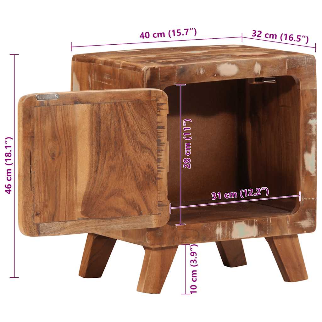 Table de chevet 40x32x46 cm bois massif de récupération Tables de chevet vidaXL