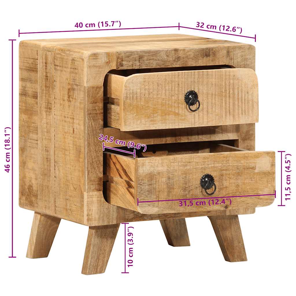 Table de chevet 40x32x46 cm bois de manguier massif brut Tables de chevet vidaXL