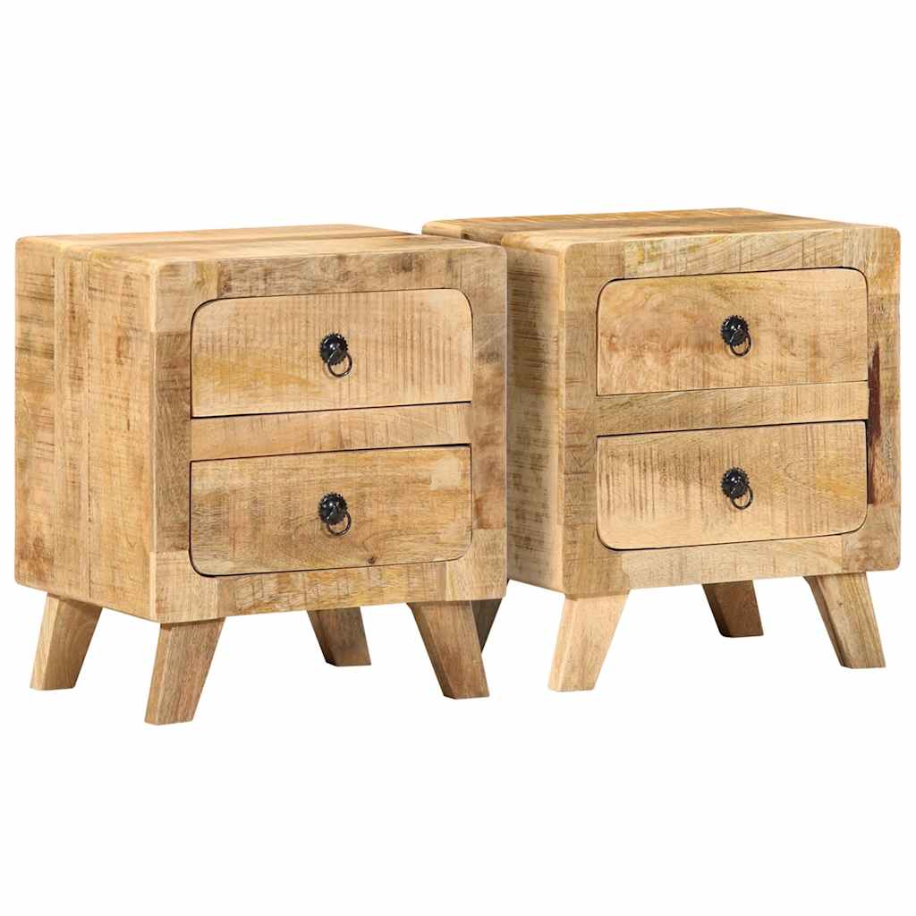 Table de chevet 2 pcs 40x32x46 cm bois massif de manguier brut Tables de chevet vidaXL