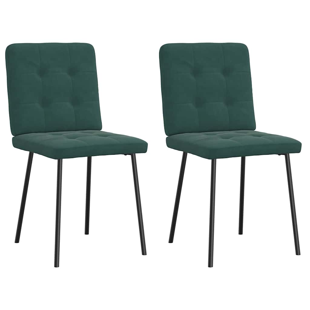 Chaises à manger lot de 2 Vert foncé Velours Chaises de cuisine vidaXL