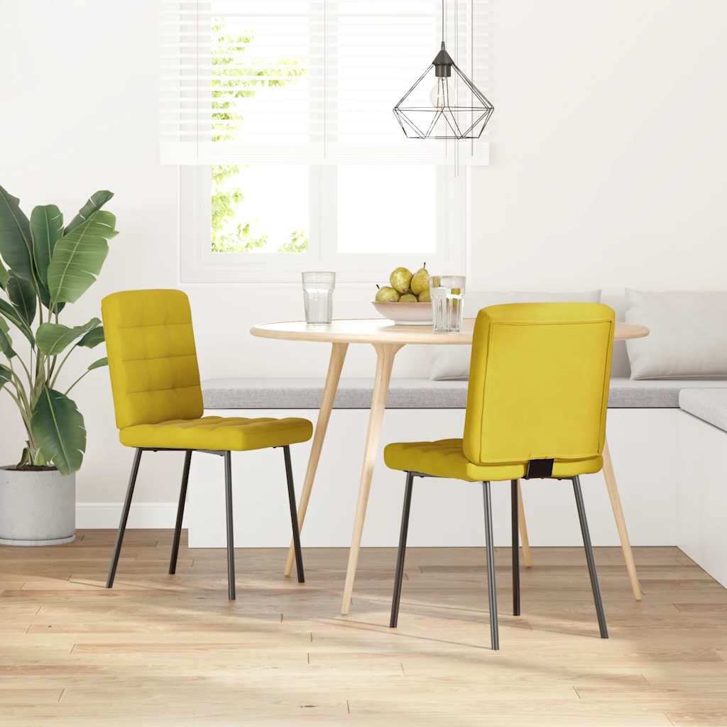 Chaises à manger lot de 2 Jaune Velours Chaises de cuisine vidaXL