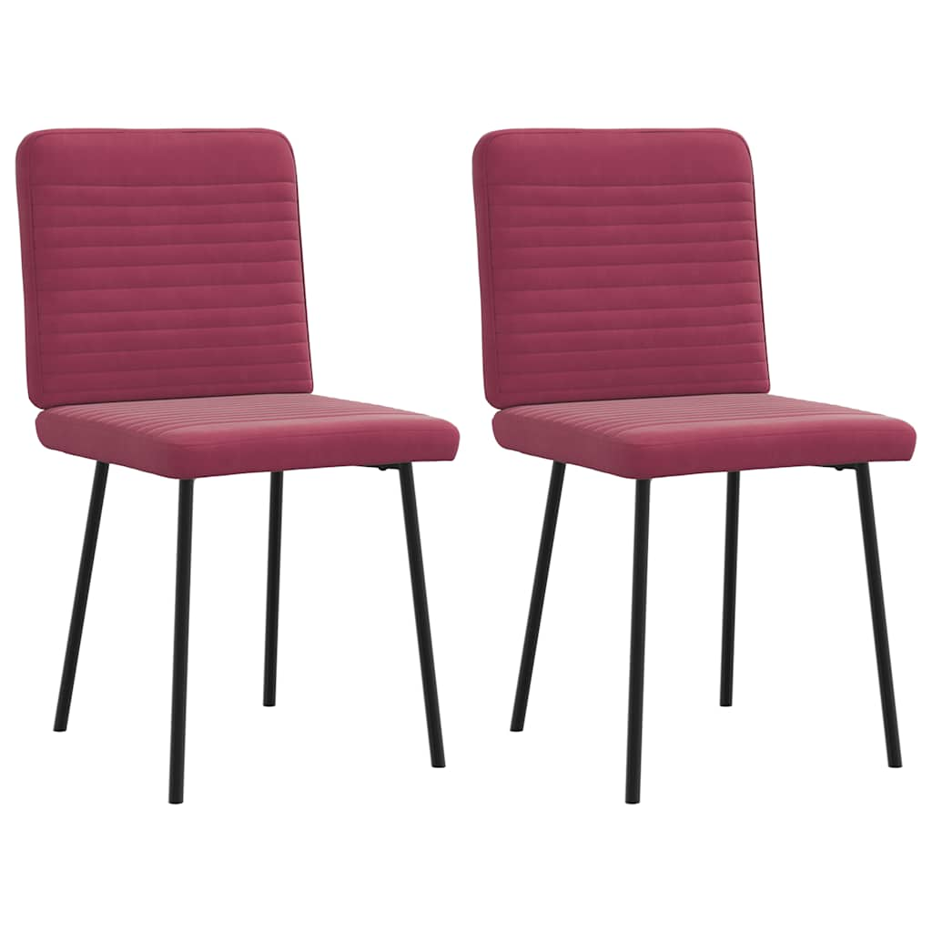 Chaises à manger lot de 2 Rouge bordeaux Velours Chaises de cuisine vidaXL