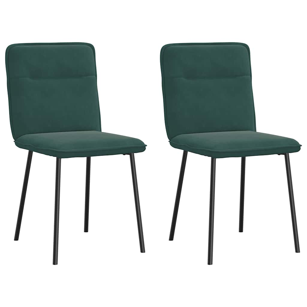 Chaises à manger lot de 2 Vert foncé Velours Chaises de cuisine vidaXL