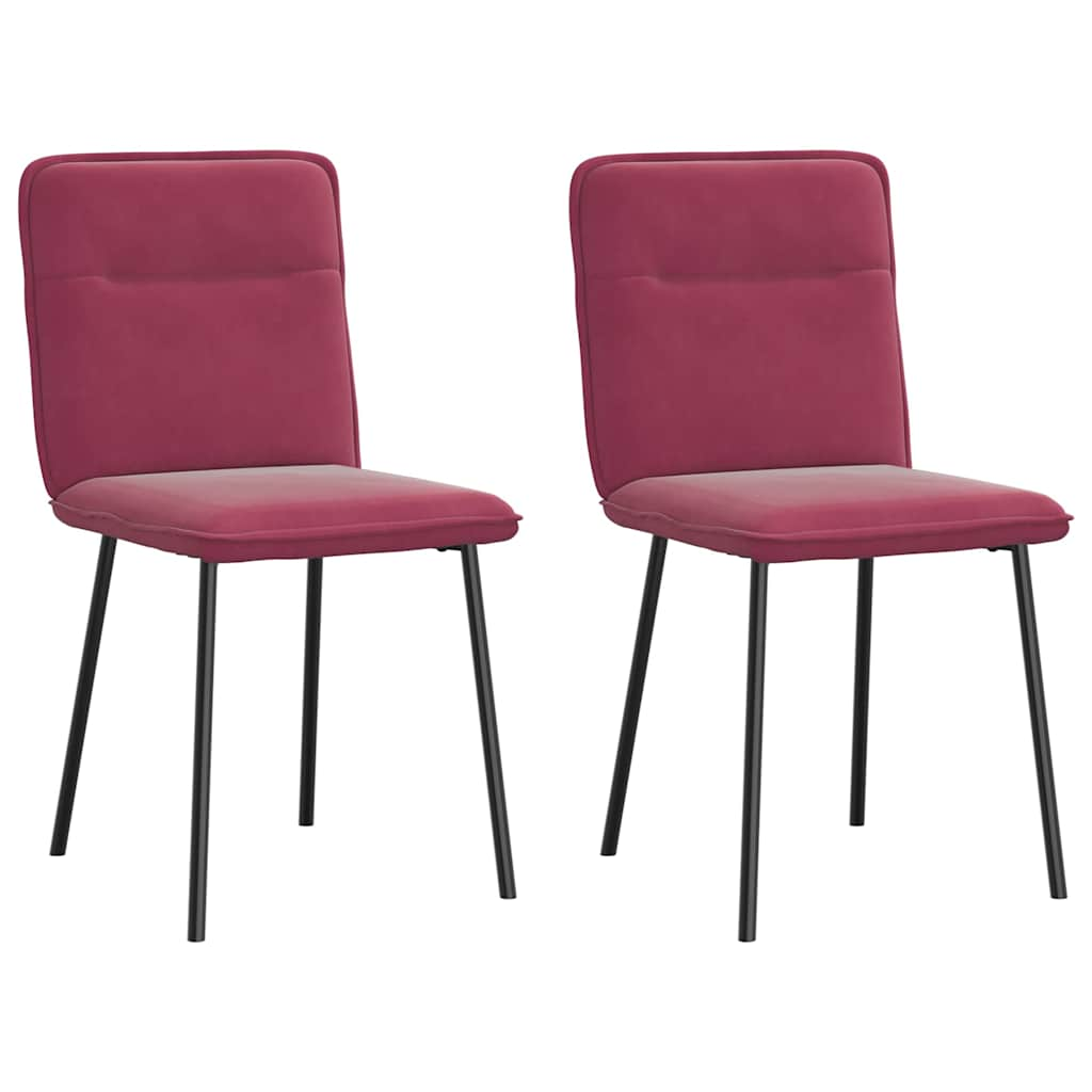 Chaises à manger lot de 2 Rouge bordeaux Velours Chaises de cuisine vidaXL