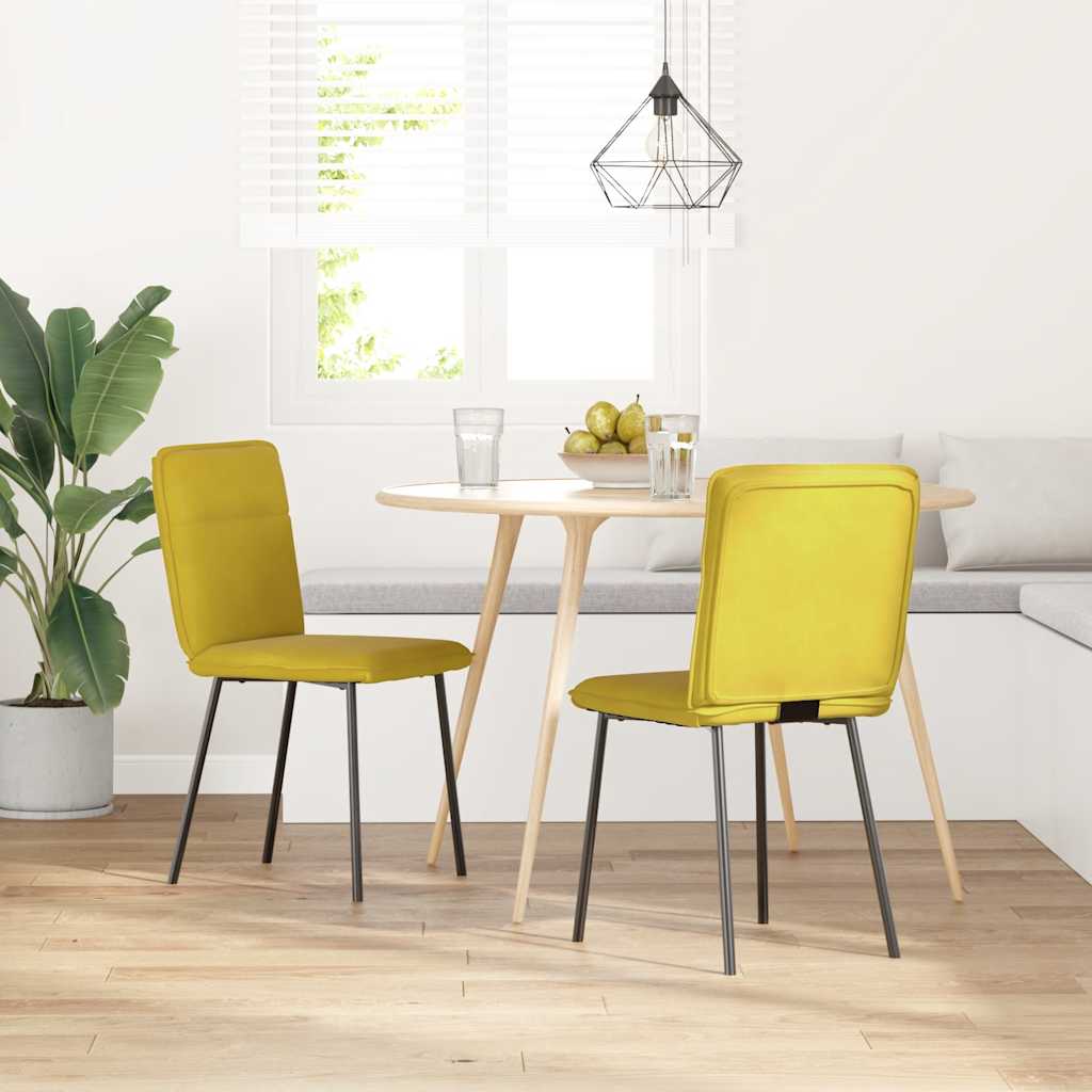 Chaises à manger lot de 2 Jaune Velours Chaises de cuisine vidaXL