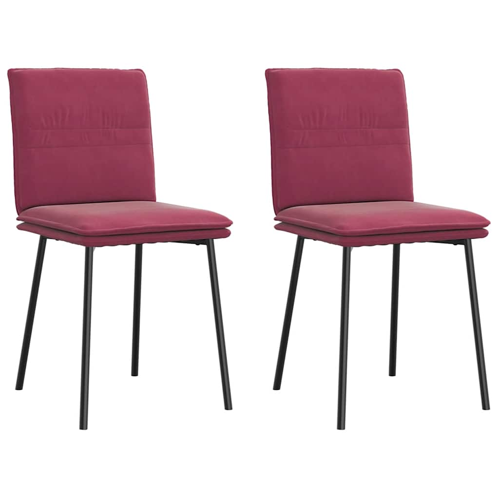 Chaises à manger lot de 2 Rouge bordeaux Velours Chaises de cuisine vidaXL