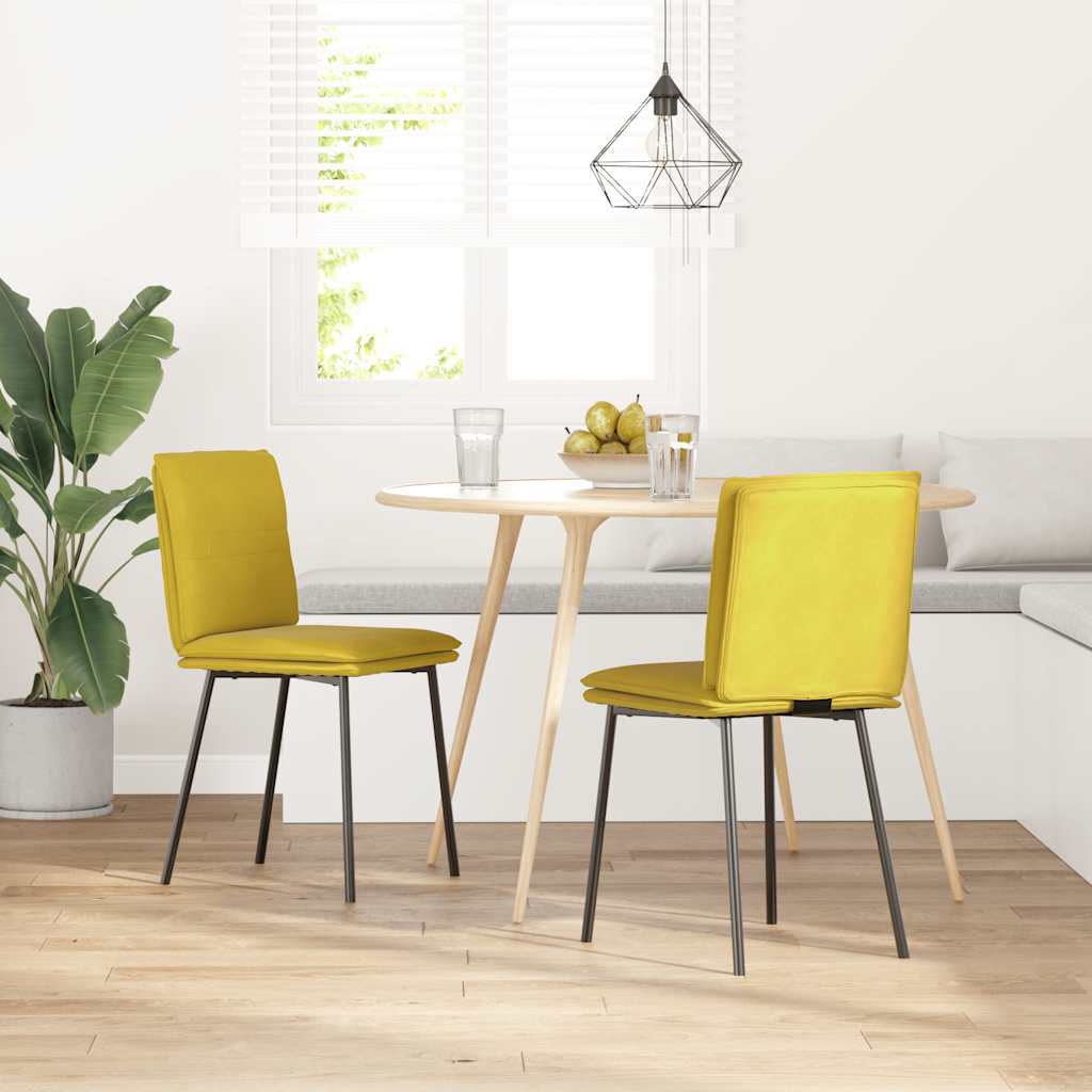 Chaises à manger lot de 2 Jaune Velours Chaises de cuisine vidaXL