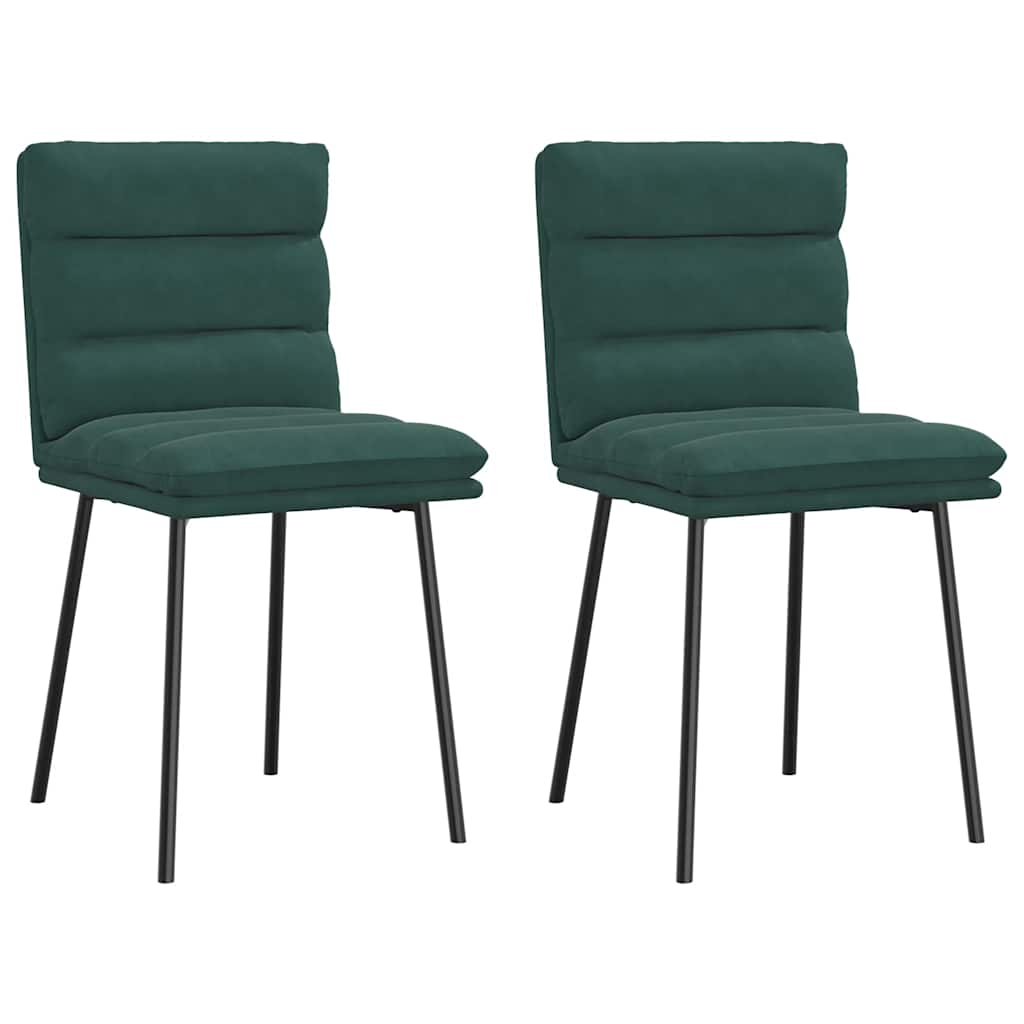 Chaises à manger lot de 2 Vert foncé Velours Chaises de cuisine vidaXL