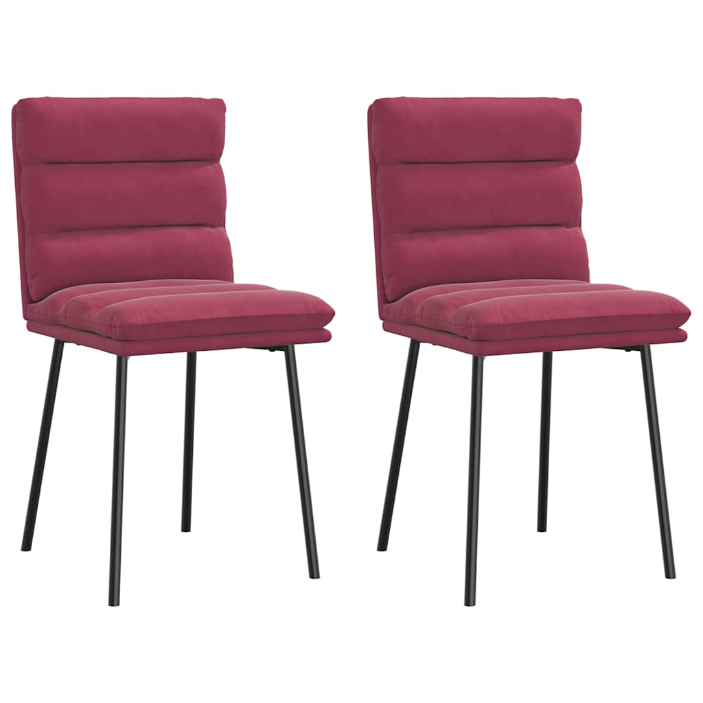 Chaises à manger lot de 2 Rouge bordeaux Velours Chaises de cuisine vidaXL