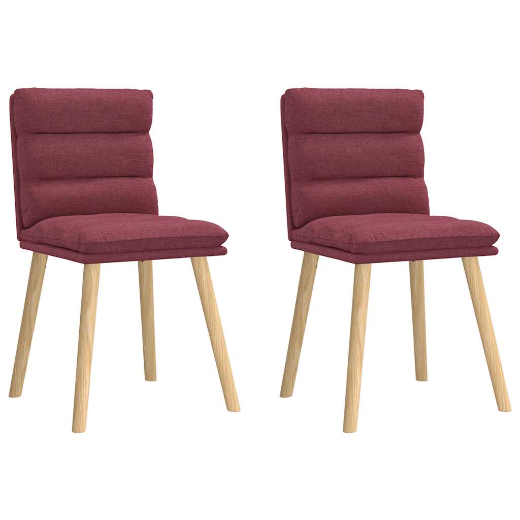 Chaises à manger lot de 2 rouge bordeaux tissu Chaises de cuisine vidaXL